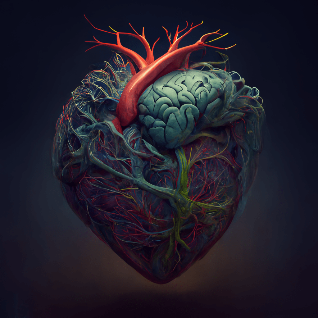 depiction of a human heart with a brain for effective communication